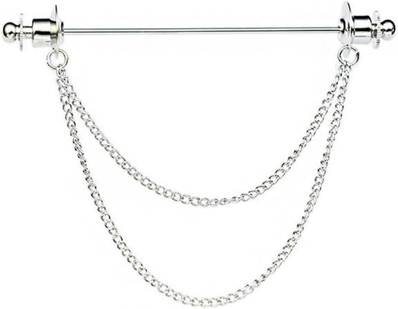 WCRAZYE Chain Lapel Pin Collar Bar Tassel Brooch Classic Ball Head Brass Shirt Collar Bar Tie Pins for Men Wedding Business - Image 1